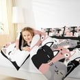 thumbnail image 4 of jejeloiu Cartoon Cute Kitten Queen Comforter Set,Kawaii Pet Cat Bedding Sets,Pink Gray Black Bedding Comforter Set For Girls Kids,Super Cozy Room Decor Reversible,3pcs, 4 of 8