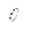 0.50 CT Princess Cut Black Onyx and Diamond Semi Eternity Ring in Gold,14K White Gold, Size:US 3.50