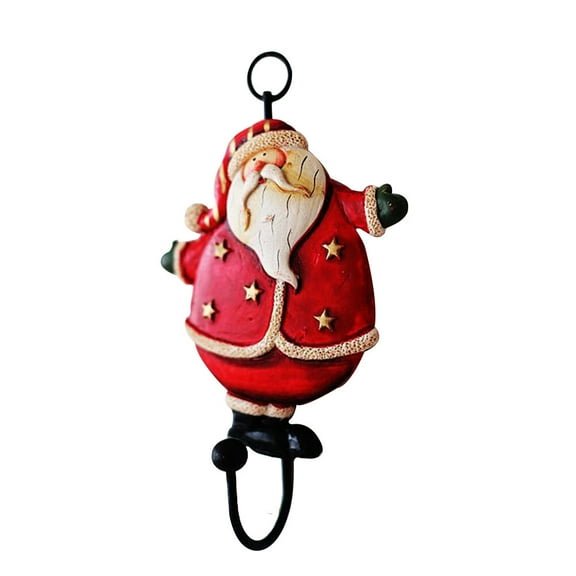 LABSERRON Resin Santa Claus Wall Hook Metal Rack for Hanging Clothes, Hats, Towels - Holiday Decor Hanger