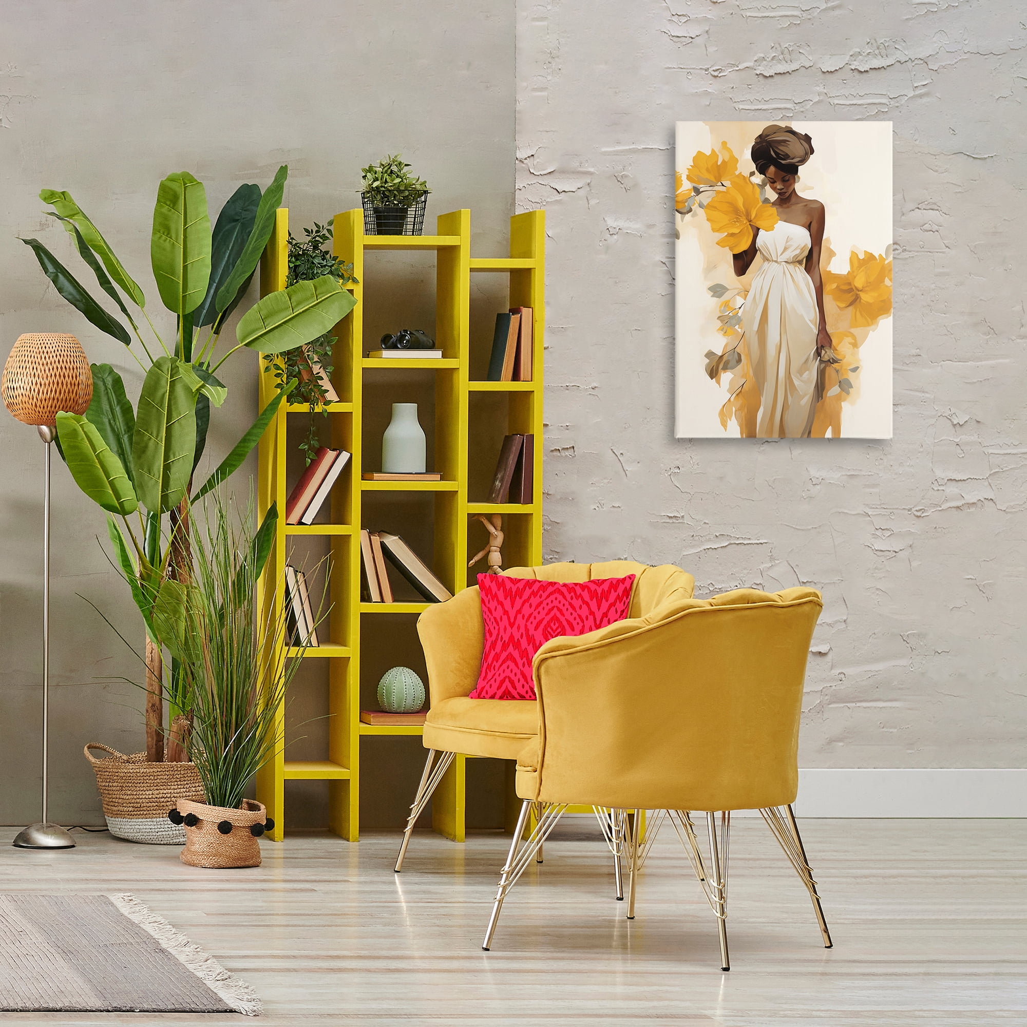 Stupell Industries Elegant Floral Woman People Painting Wrapped Canvas Art Print Wall Art, 20 x 30