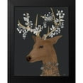 thumbnail image 2 of Fab Funky 20x24 Black Modern Framed Museum Art Print Titled - Deer, White Flowers, 2 of 5