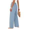 thumbnail image 7 of Dwellite Wide Leg Pants for Women Summer Cotton Linen Palazzo Drawstring Elastic Waist Beach Trousers with Pockets Sky Blue M, 7 of 7