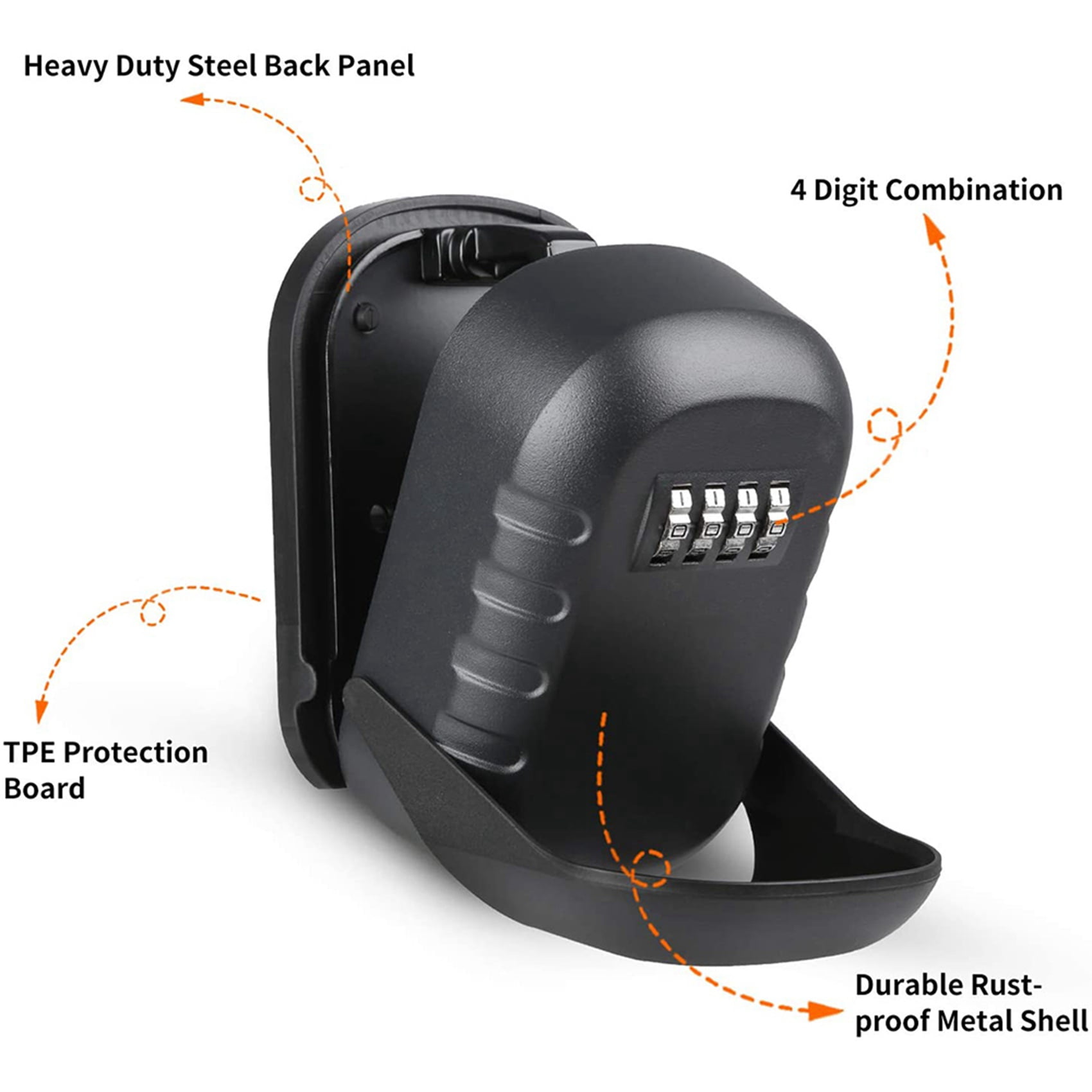 2X Key Lock Box Wall Mount 4 Digit Combination Weatherproof Key Storage Lock Box, Large Capacity Security Combo Lockbox