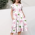 thumbnail image 5 of Sentuca Girls Short Sleeve Dress Summer Casual A-Line Flower Dresses Ruffled Twirl Sundress Size 10-11Years, 5 of 5