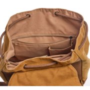 TimberWolf Vintage Daypack Backpack w/ Waxed Canvas, Laptop Compartment, Water-Resistant Lining, Leather Trim, Adjustable Straps & Front Zipper Pocket – The Daypack