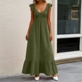 thumbnail image 2 of WERYOUNG Womens Casual Summer Dresses With Flutter Sleeves High Waist Flowy Dress Comfortable Loose Fit Long Dress Holiday Party Stylish Sundress, 2 of 5