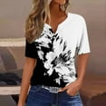 thumbnail image 2 of Dazajoo Summer Tops for Women 2024 Short Sleeve Button V Neck Tshirts Trendy Dressy Casual Blouses Loose Fit Graphic Tunics,White,S, 2 of 5