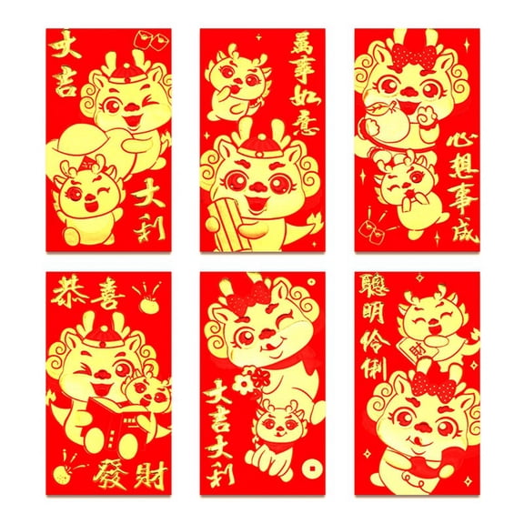 36Pcs Chinese Red Envelopes 2024 New Year,6 ,Chinese Envelopes for Money 2024 Dragon Lunar New Year,6.5x3.5Inch