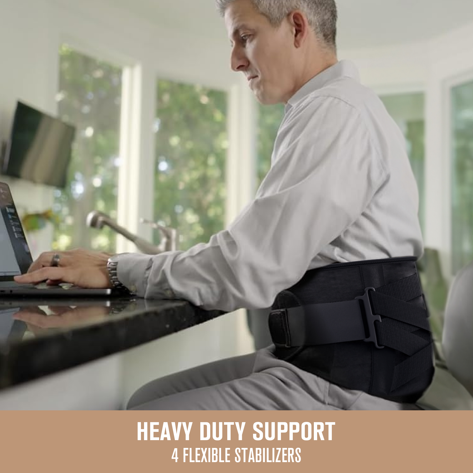 Copper Fit Power Core Back Belt with Power X Straps and Adjustable Lumbar Support, Waists 36" - 48", Large/XL