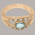 thumbnail image 4 of LBG British Made 18k Rose Gold Natural Aquamarine & Cubic Zirconia Womens Anniversary Ring - 33 size options - Size 6.75, 4 of 7