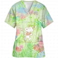 thumbnail image 4 of Uniforme de trabajo de enfermera de hospital clínico Camiseta con estampado de Snoopy Camiseta de mujer con cuello en V y bolsillo Uniformes médicos Camisetas de enfermería Ropa de trabajo, 4 of 5