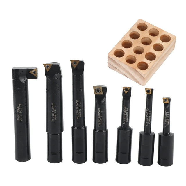 7Pcs Boring Tool 18mm Round Shank Indexable Cemented Carbide Turning Bar Holder Set F1‑18