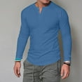thumbnail image 2 of AMERTEER T-Shirt Homme Manches Longues Col Rond Bouton Uni Décontracté, 2 of 6