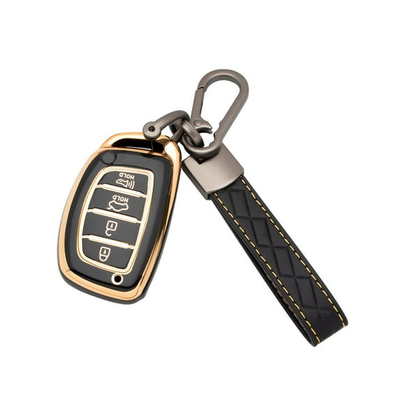 Xotic Tech Set Black TPU Full Protect Remote Control Key Fob Cover Shell Case w/Keychain Compatible with Hyundai Elantra GT Ioniq Sonata Tucson Accent Creta Venue I40 X35 I45