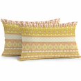 thumbnail image 2 of Lumbar Pillow Covers 20x12 Inch Set of 2, Yellow Khaki Boho Waterproof Outdoor Pillow Covers, Vintage Ethnic Tribe Abstract Art Decorative Cushion Pillowcases for Couch, Sofa, Bed, Garden, Patio, 2 of 9
