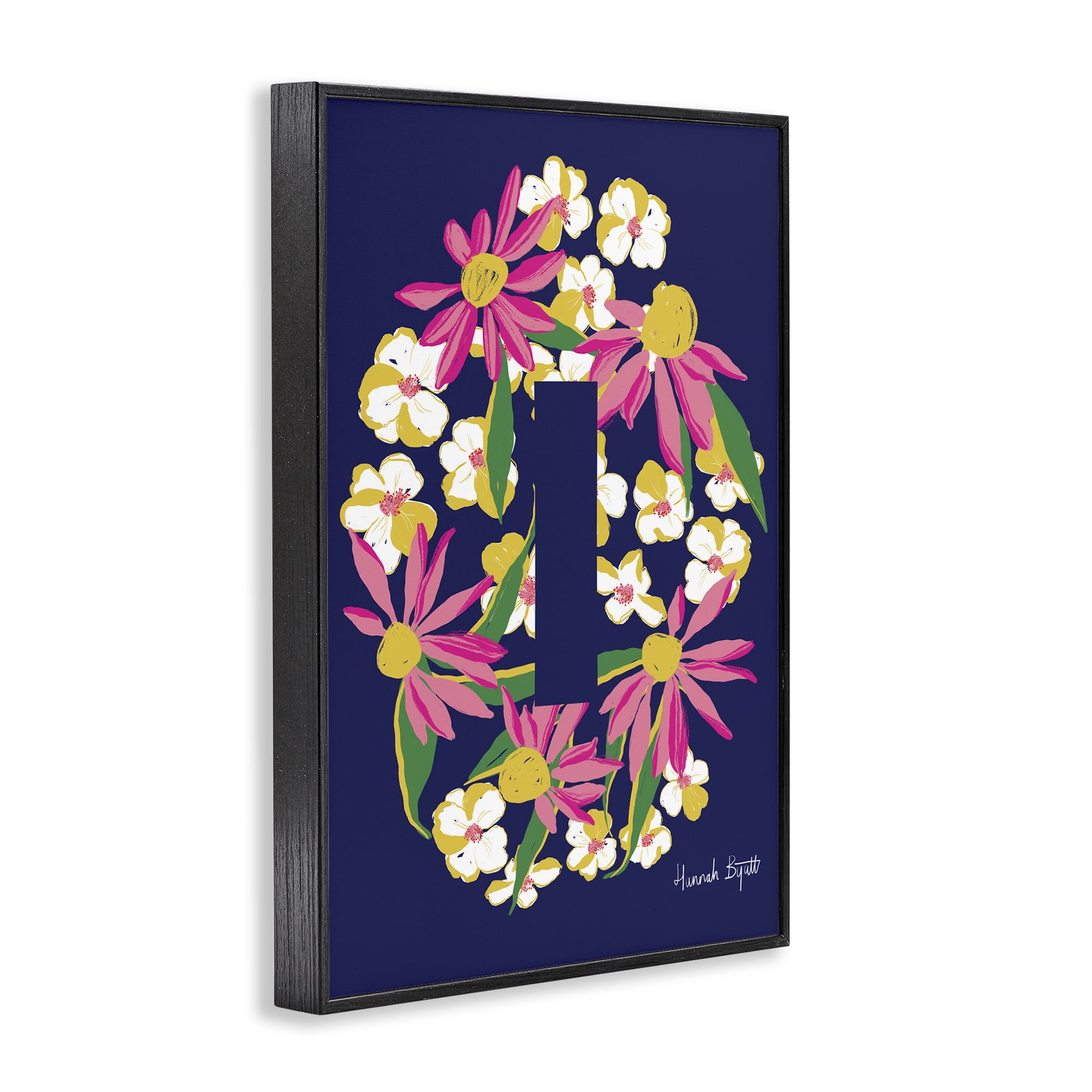 Stupell Industries Floral Bloom Letter I Botanical & Floral Painting Black Framed Art Print Wall Art, 16 x 24