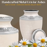 Aluminum Handcrafted Urn - Elegant Keepsake Holder for Adult Human Ashes (Ivory Mist & Pewter)