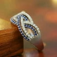 thumbnail image 3 of TAAPSEE JEWELS Crisscross Wedding Band Ring Round Cut Blue Sapphire & Diamond 14K White Gold Plated, 3 of 3