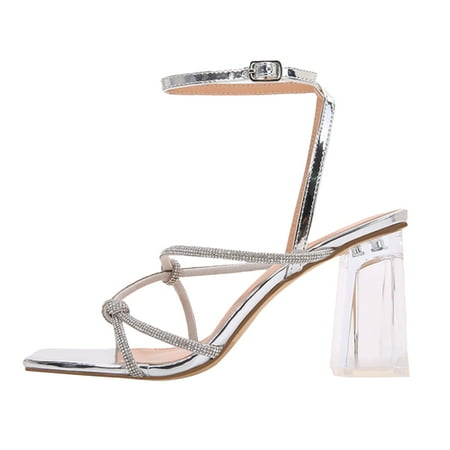 XDDST Woman Summer Shoes Rhinestone Diamond Open Toe Stiletto High Women Ladies Sandals Heels Shoes