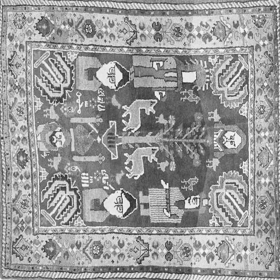 Ahgly Company Indoor Square Animal Gray Traditional Area Rugs, 4' Square