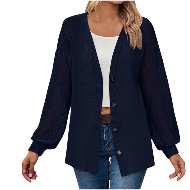 Moda mujer manga larga sólido cuello pico Hallowout botón Casual camiseta Tops blusa Fridja bvmnju2606