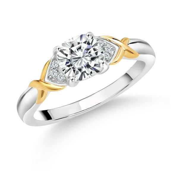 Gem Stone King 925 Silver and 10K Yellow Gold IGI Certified Lab Grown Diamond Engagement Ring for Women | 1.06 Cttw | Center Cushion Cut Diamond 1 Ct | E-F Color | VS1-VS2 Clarity (Size 9)