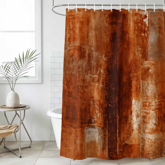 Burnt Orange Shower Curtain, Waterproof Shower Curtains for Bathroom, Retro Oil Painting Modern Abstract Art Aesthetics Washable Fabric Cloth Bathroom Curtain Set Bathtub Decor with Hook 66''x72''