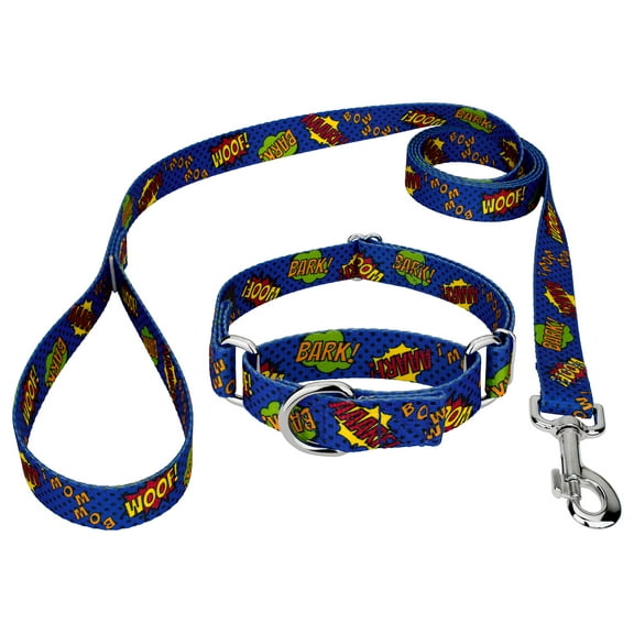 Country Brook Petz® Blue Super Dog Martingale Collar and Leash, Medium