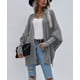thumbnail image 2 of Cárdigan de punto gofre para mujer, con puños acanalados, parte delantera abierta, manga larga, casual, holgado, grueso, abrigo para exteriores Gris oscuro2 G Gris oscuro2 G Xishao ropa, 2 of 2