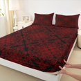 thumbnail image 4 of jejeloiu Bold Damask King Sheets For Men Women,Intricate Pattern Bedding,Red Black,4-Piece,1 Flat Sheet, 1 Fitted Sheet and 2 Pillowcases, 4 of 6