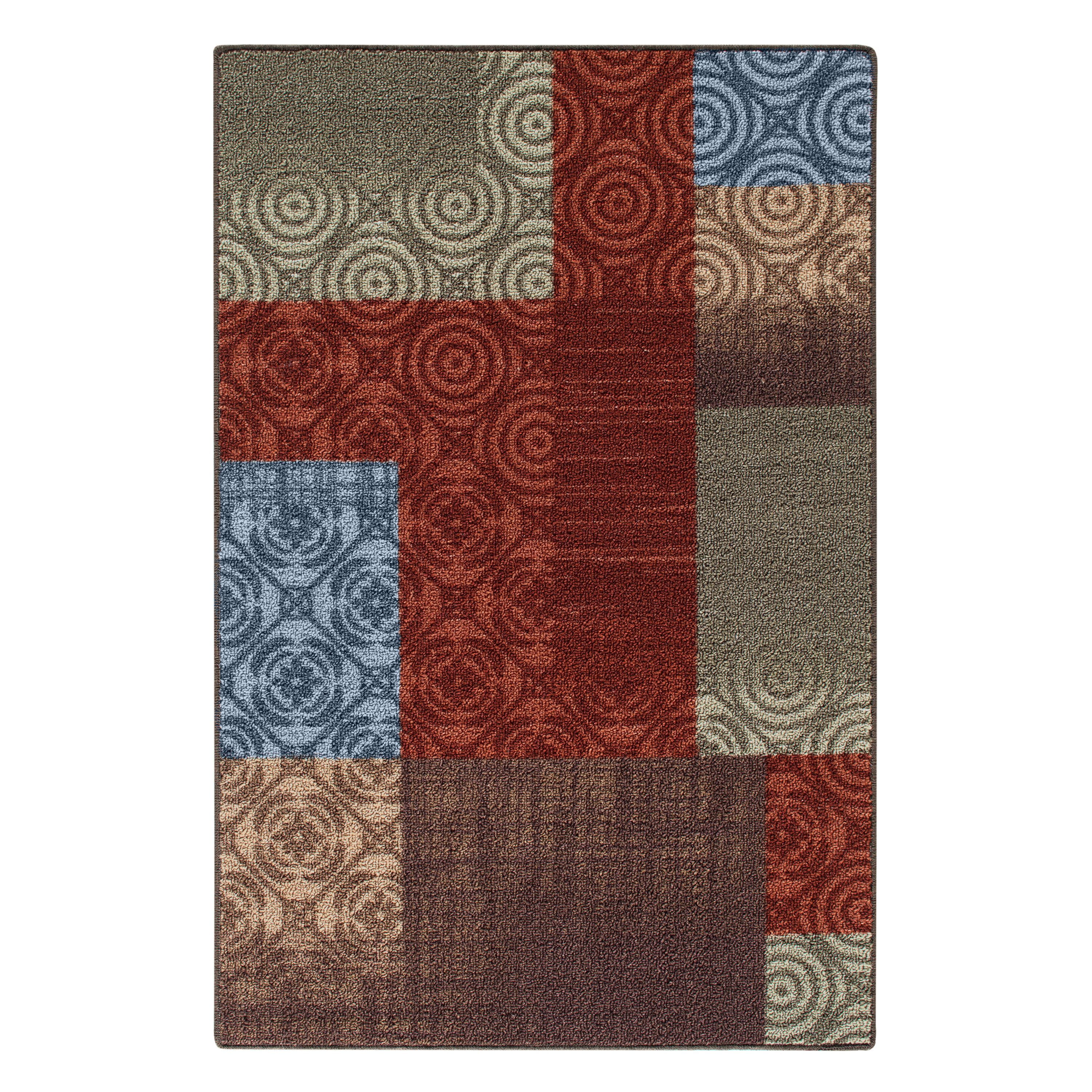 Mainstays Payton Multicolor Nylon Loop Pile Print Area Rug or Runner ...