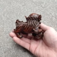 thumbnail image 4 of Chinese Wooden Lion Statue Wood Carving Play Ball Room Desk decorative sculpture home decor, 4 of 6