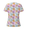 thumbnail image 3 of Goofa Donuts and Coffee Pattern Womens Deep V Neck Low Cut Tops Casual Summer Short Sleeve Ribbed Knit T-Shirts-Medium, 3 of 5