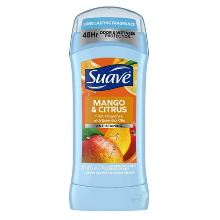Suave 48Hr Mango & Citrus Invisible Solid Deodorant, 2.6oz