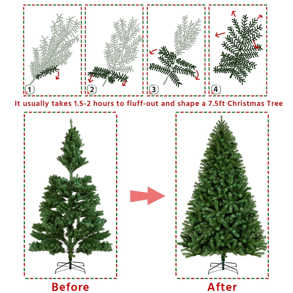 Alden Design 7.5 Ft Pre-lit Fir Christmas Tree with Warm Lights, Green