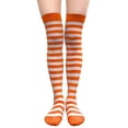 thumbnail image 3 of COUVER Women Striped Over Knee Stockings, Dark Orange White, 2 Pairs, 3 of 8