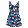 thumbnail image 3 of up to 60% off Gifts Usmixi Womens Jumpsuits Plus Size Tie Front Sexy Hollowed Empire Waist Short Jumpsuits Trendy Geometric Print V-Neck Sleeveless Mini Summer Rompers Dark Blue l, 3 of 4