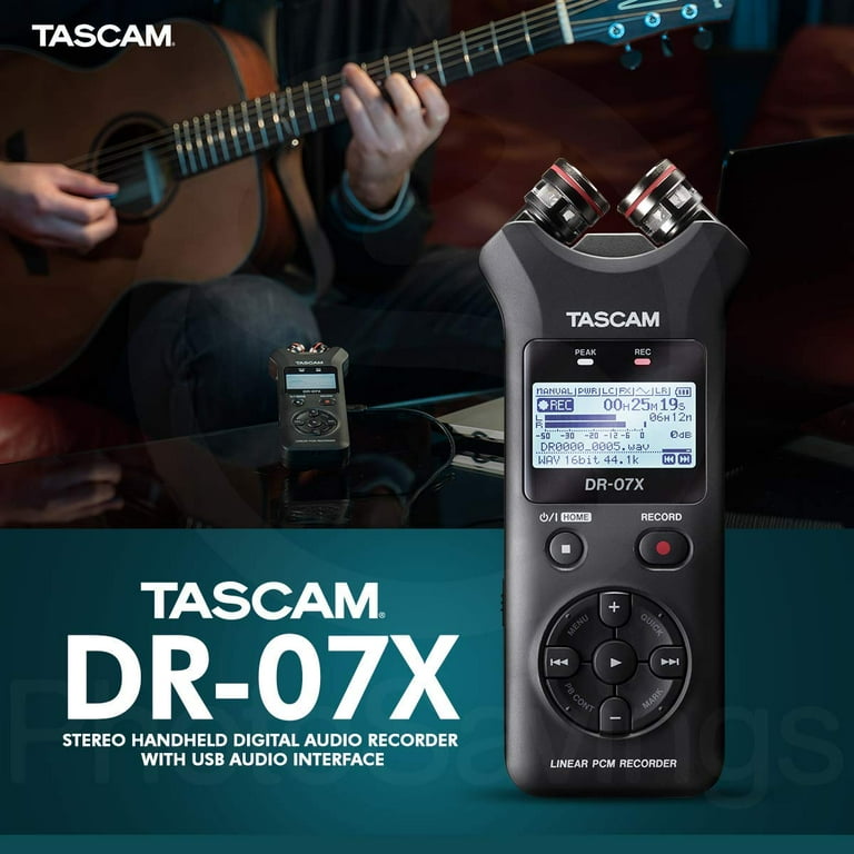 tascam dr-07x stereo handheld digital audio recorder with usb
