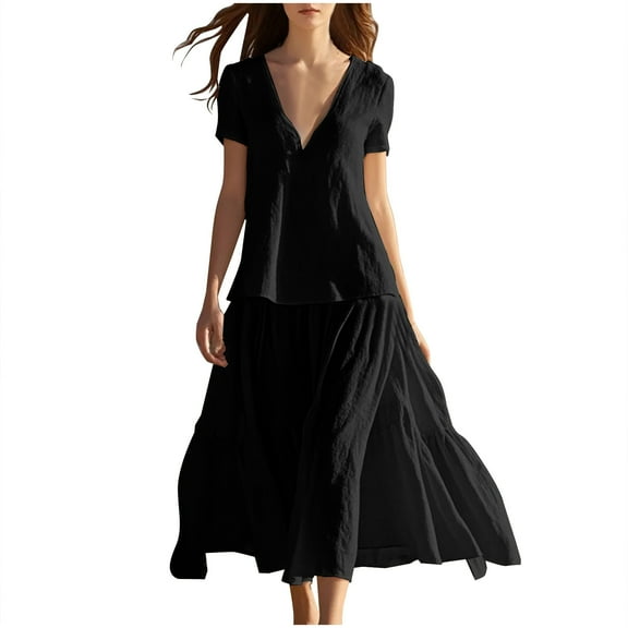 Summer Plus Size Dresses for Womens 2025 Fashion Print Sleeveless Round Neck Dress Casual Long Dresses