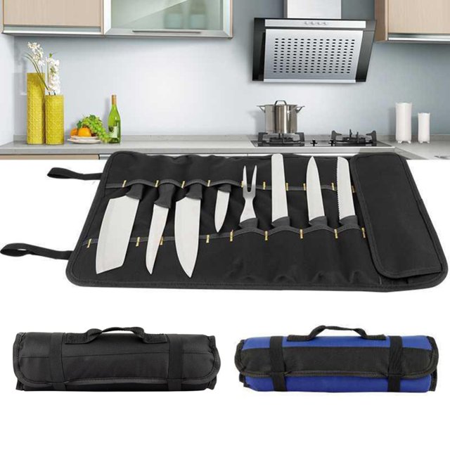 Chef Knife Roll Bag - 22 Total Pockets for Knives and Kitchen Utensils - Made with Stain Resistant Waxed Nylon - For Chefs and Culinary Students - Knives Not Included