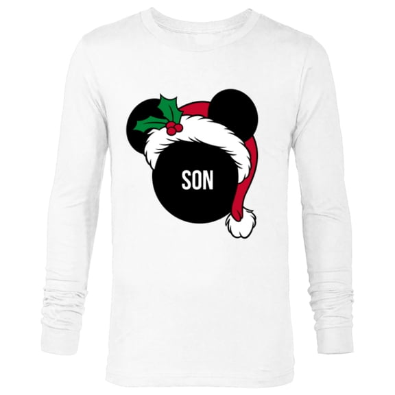 Disney Mickey Mouse Santa Hat SON Holiday Family - Long Sleeve T-Shirt for Men - Customized-White