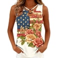 thumbnail image 2 of Uootdi Womens Patriotic Tank Tops American Flag Floral Print Sleeveless Top O Ring Cut Out Loose Fit 4th Of July Patriotic Blouses Holiday Casual Style Gift, 2 of 6