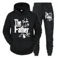 thumbnail image 2 of Conjunto de 2 piezas con capucha y pantalones divertidos para papá primerizo, ropa deportiva clásica, sudadera holgada de otoño, traje gráfico, 2 of 5