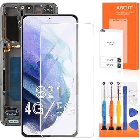 OLED for Samsung Galaxy S21 4G/5G Screen Replacement for Samsung S21 5G LCD Display G991 SM-G991U G991W LCD Digitizer Touch Assembly Black with Frame(with Fingerprint Function)