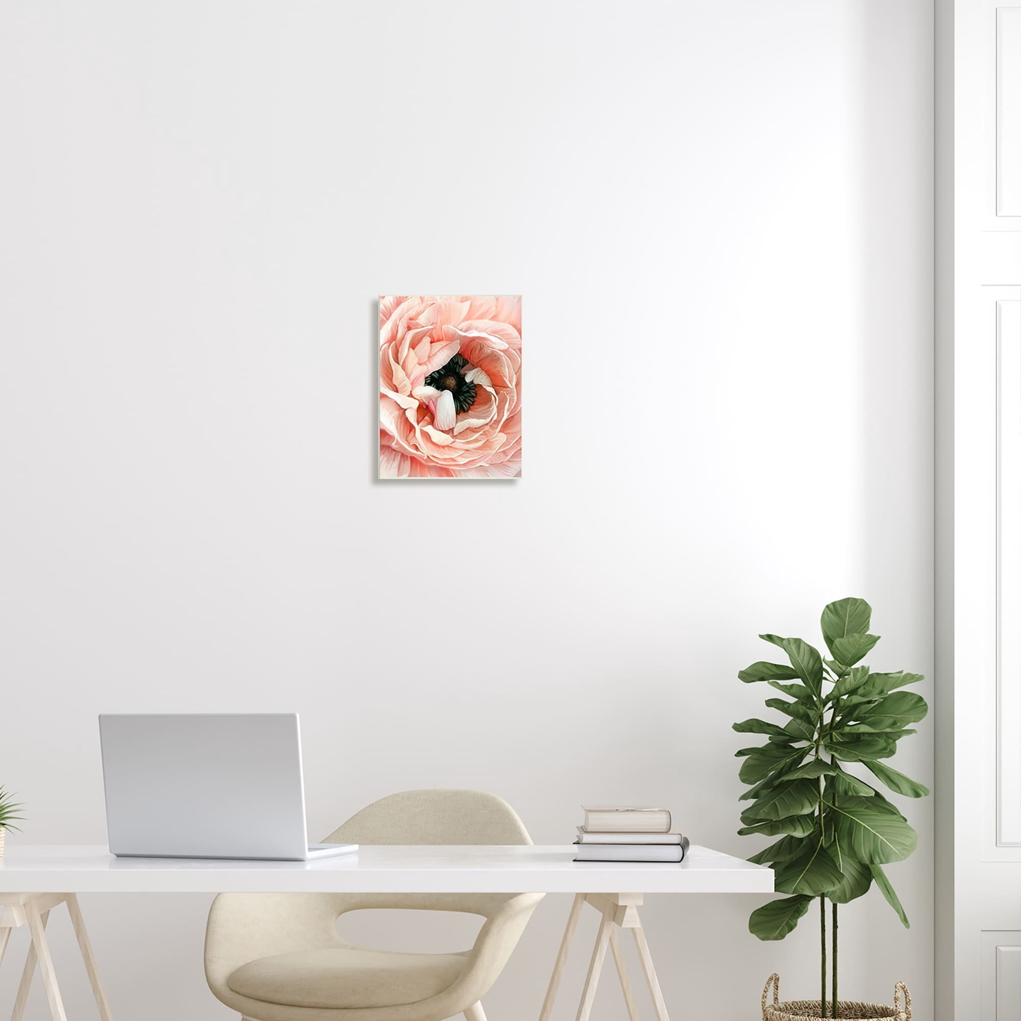 Stupell Industries Up Close Pink Peony Intricate Sunlit Petals Painting Unframed Art Print Wall Art, Design by Ziwei Li
