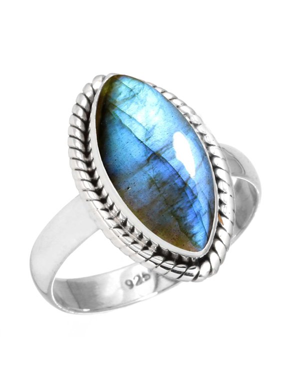 925 Sterling Silver Women Jewelry Natural Labradorite Ring