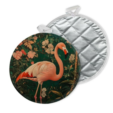 

2 PCS Pot Holders for Kitchen Potholders Sets with Hook for Oven Cooking Baking Realistic Flamingo In Flower - Filled Landscape