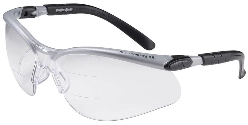 CIRCLE- 3M 11459 +2.5 Clear Anti Fog Bifocal Readers Protective Safety Glasses Ansi Z87+