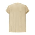 thumbnail image 5 of Stylish Olyvenn Womens Casual Eyelet V Neck Short Sleeve Loose Fit Tee Shirts Tunic Shirts Dressy Blouses Business Work T Shirt Beige M, 5 of 9