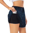 thumbnail image 3 of Lsque Blue Glitter Retro Printed Women's Running Shorts with Liner Pockets,Elastic Quick Dry Workout Athletic Gym Yoga Shorts,Womens High Waist Shorts-XX-Large, 3 of 9